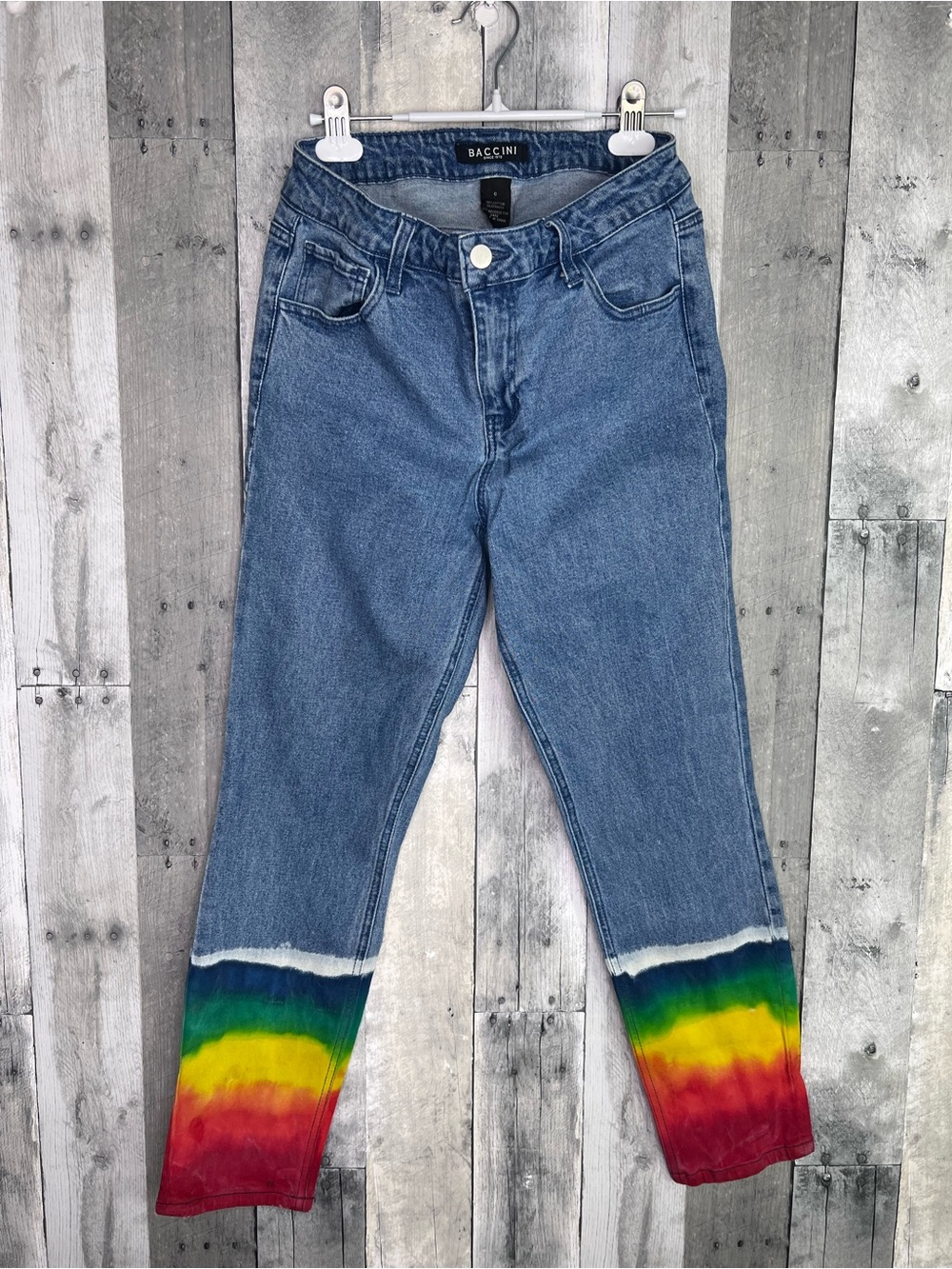 BACCINI Rainbow Colored Tie Dye Skinny Jean Size 6